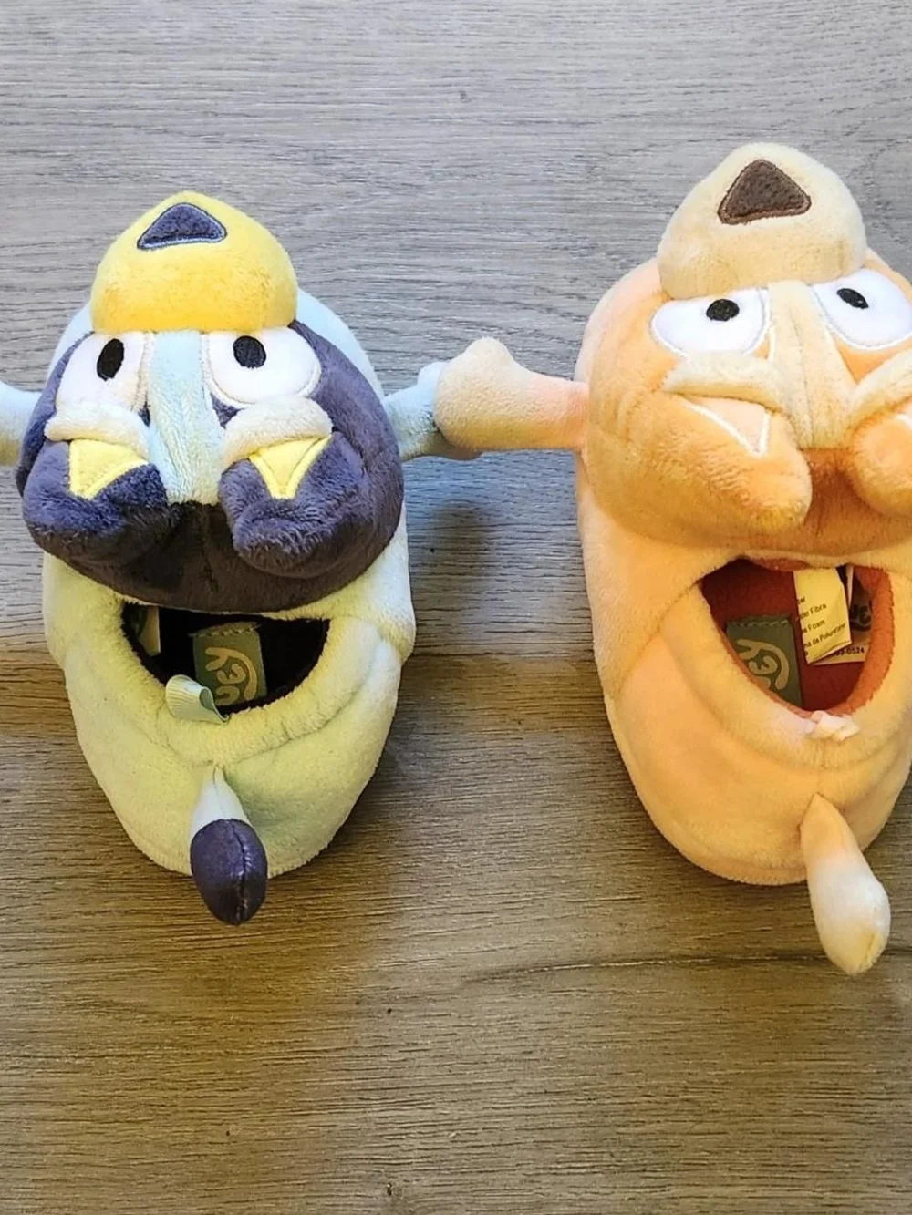 Cute Plush Animal Kids Slippers - Peach and Blue